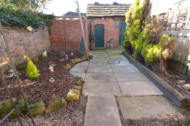 It has an enclosed private garden with an external store room, which is complete with a W.C. It has the plumbing to become a laundry room. It is on the market with Manning Stainton for £129,999.