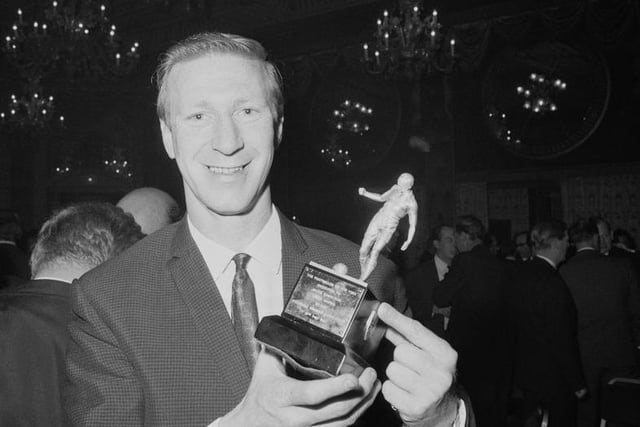 Jack Charlton holding the award for 'Footballer of the Year' in May 1967.