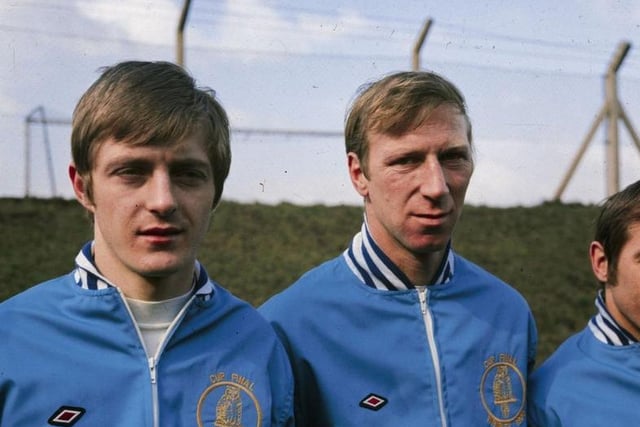 Jack Charlton with Allan Clarke in the Leeds United team line-up in 1970.