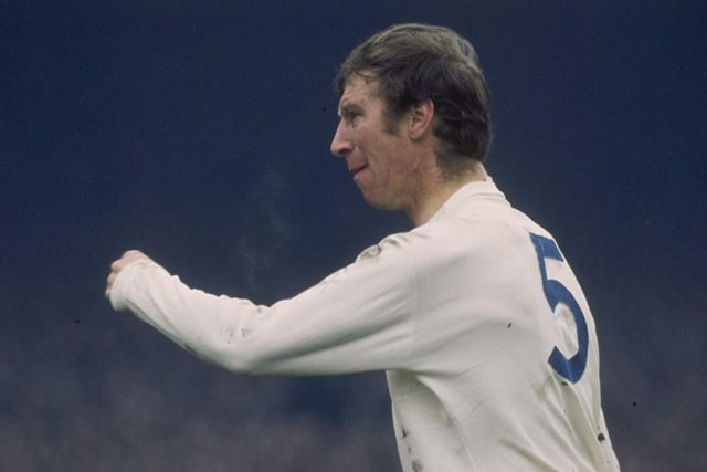 Jack Charlton in action against Stoke City at the Victoria Ground in April 1972.