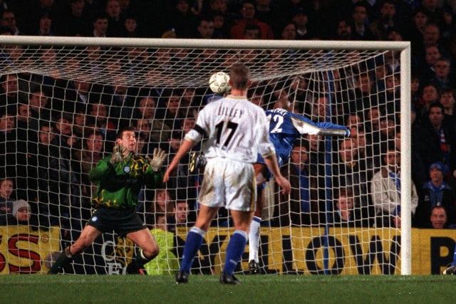 Nigel Martyn saves from Michael Duberry.