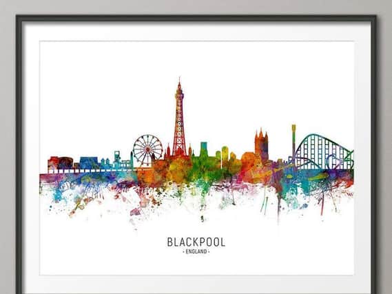 Blackpool Skyline Art Print Poster by artPause for 9.99