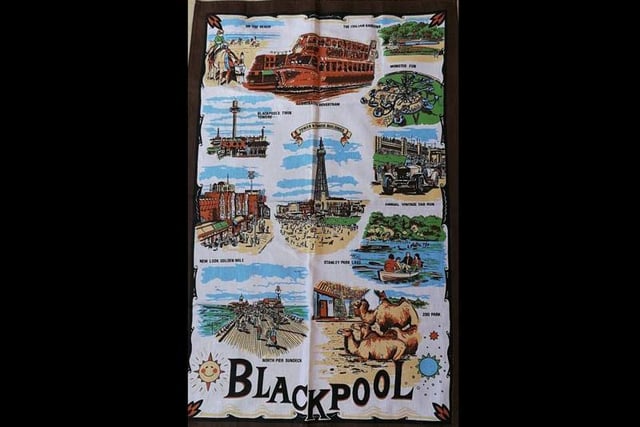 Sold by 20thCenturyStuff. A cotton tea towel depicting English holiday resort Blackpool amusement park and tower, for 8.00