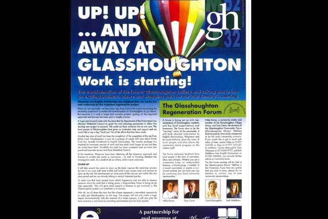 This leaflet, dated November 1996, was designed to keep local residents up to date with the redevelopment. It included the launch of the Glasshoughton Regeneration Forum, which gave people the chance to have their say on the plans.