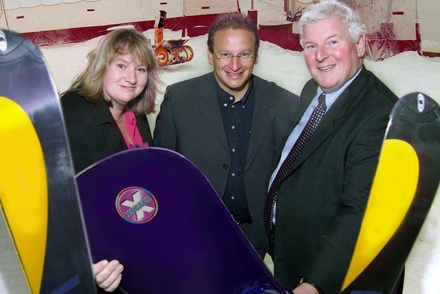 The opening night of Xscape on October 9, 2003; Waystone directors Stuart and Helen McLoughlin with PY Gerbau.