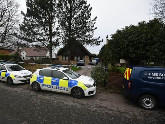 Police outside the house in St Annes on Tuesday