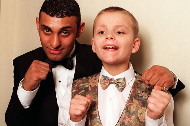 The annual Yorkshire's Young Achievers Awards were held in Leeds. Boxer Prince Naseem Hamed 'squares up' with special award winner, blind ten-year-old Adam Firth.