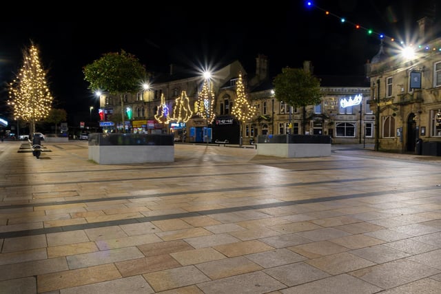 Burnley town centre was deserted on Friday night