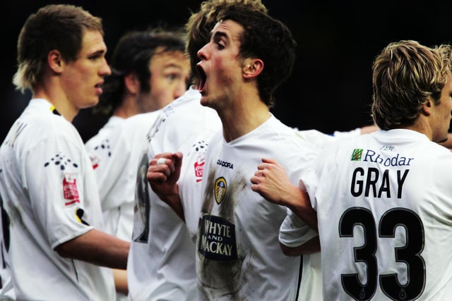 Danny Pugh organises a defensive wall during the game.