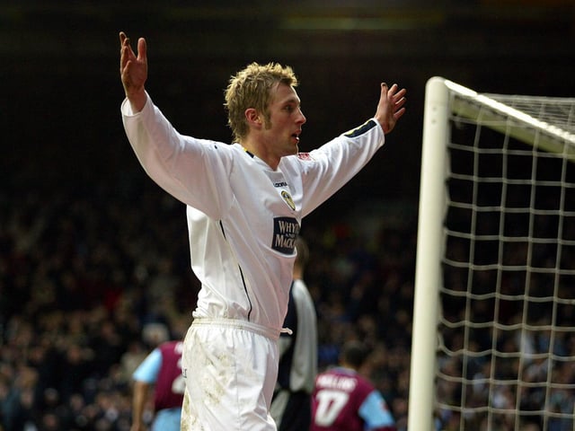 Rob Hulse celebrates after putting Leeds in front just after the break, converting an Aaron Lennon cross.