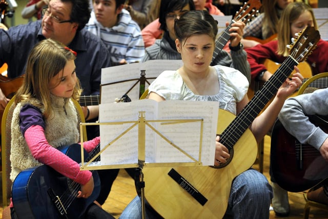 Youngsters tune up as they prepare for the gala concert at the Spa Grand Hall in Scarborough.