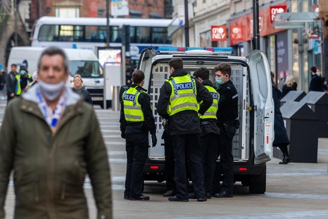 Police also had a presence in Leeds city centre as shoppers return to the stores for Christmas