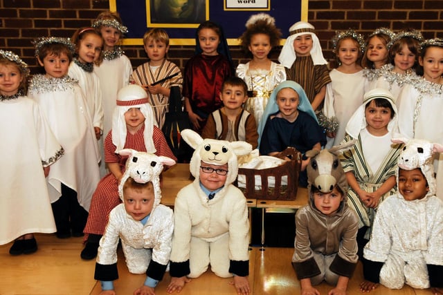 The cast of the Boston Spa St Edward’s School’s ‘Late for the Nativity’ in 2009.