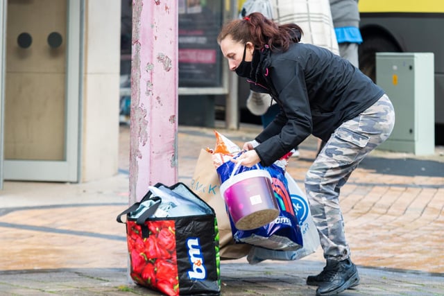This shopper could barely carry her items