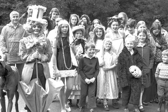 A group of sponsored walkers from members of Wigan Little Theatre set off on their fancy dress event in 1974