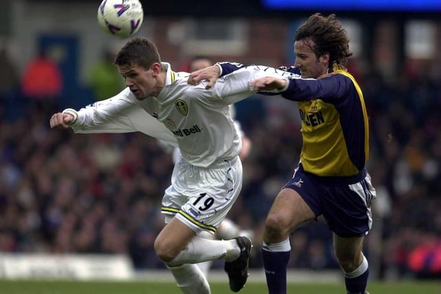 Tottenham Hotspur's Mauricio Taricco gets his claws into Eirik Bakke during the FA Carling Premiership clash at Elland Road in February 2000. Leeds won 1-0.