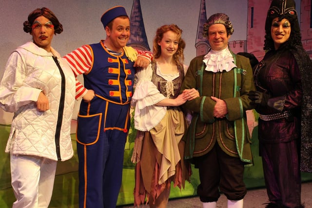Cinderella pantomime at the Victoria Theatre, Halifax. Cinderella - Jennifer Burrows; Baron Hardup - Russell Richardson: Buttons - Neil Hurst; Flatula - Nick Barclay: Verucca - Stuart Slavicky