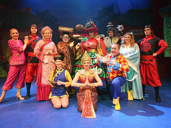 The cast from the Victoria Theatre's pantomime Aladdin.