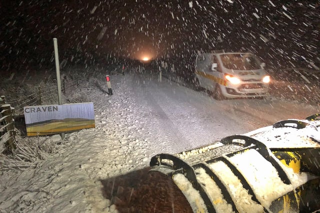 This was how Craven looked as gritters and snow plough tractors headed out