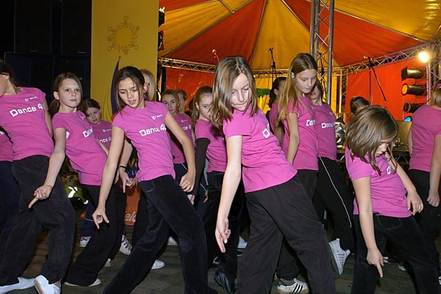 Wakefield dance group Dance 4U entertain the crowds at Pontefract Christmas lights switch on in 2007.