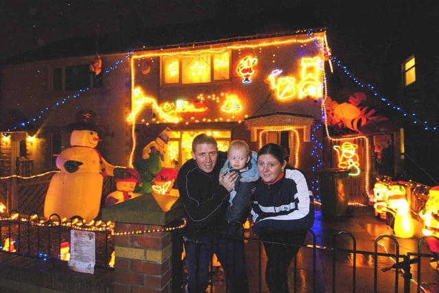 Ricky Simpson and his partner Emma with son Logan covered their Airedale home with lights in November 2006