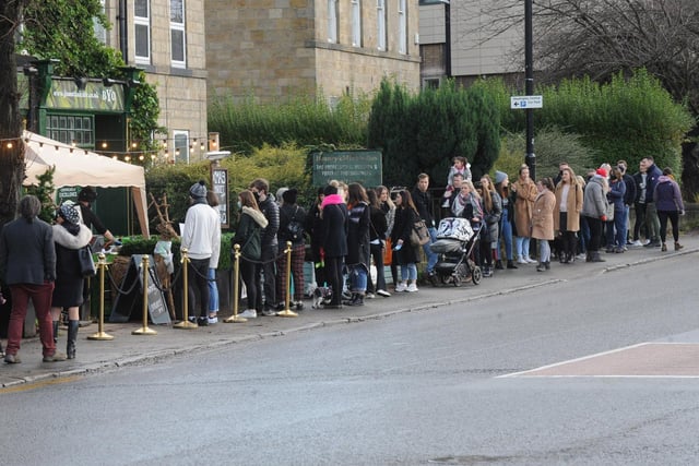 The queue for Heaney and Mill's Christmas stall in Headingley.