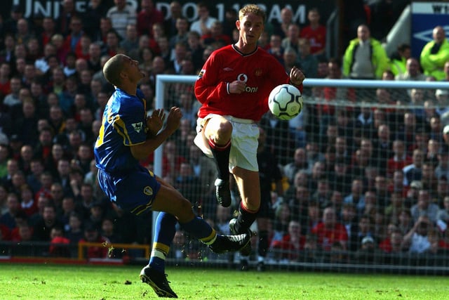 A painful one for Rio Ferdinand from Nicky Butt who was drafted in for knee injury victim Roy Keane