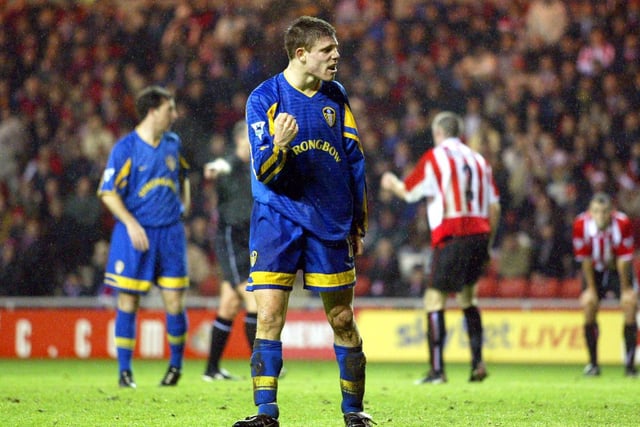 James Milner celebrates after scoring against Sunderland at the Stadium of Light on Boxing Day 2003. The Whites won 2-1 with Robbie Fowler also scoring from the penalty spot.