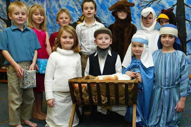 Grandpa's special birthday nativity show at St James school, Crigglestone, December 2005.