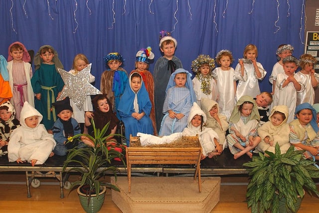 The whole class was in costume for the 2004 Flushdyke school nativity.