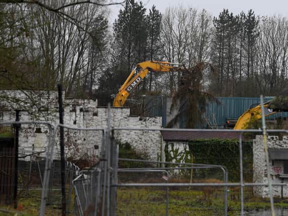 Demolition work under way at the former Camelot Theme Park at Charnock Richard