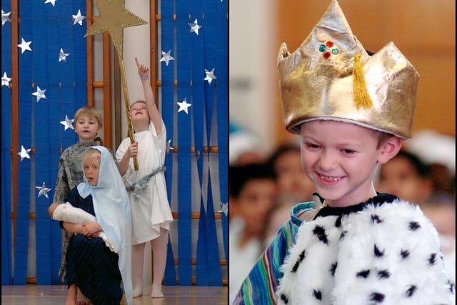 Joseph, Mary and The Star and one of the three Kings in the nativity dress rehearsal/performance at St. Austin's school in 2008