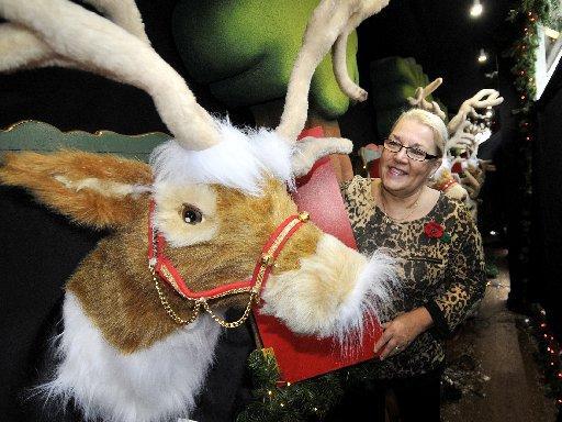 Creative Director Elaine Truman with Santa's reindeer in 2015.