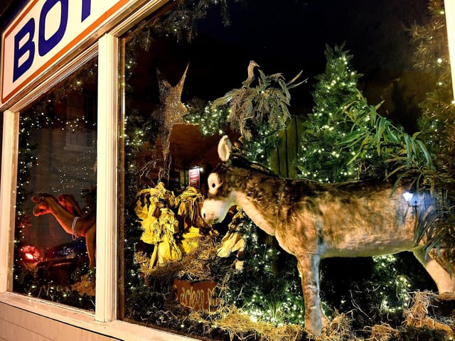 The nativity scene in the window this year.
