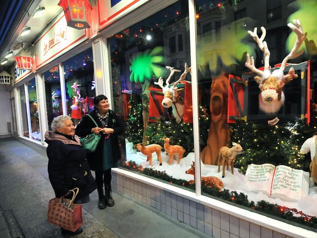 Santa's reindeer popped their heads out of their stables in 2015.
