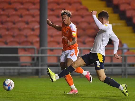 Jordan Gabriel was a constant threat down the right for Blackpool