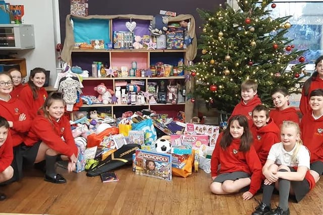 Headteacher Helen Sant and her team were absolutely bowled over  by the response to the idea.
She said: " started as a way for us to support the salvation army this Christmas. 
We numbered the advent "windows" on a shelf in our hall, and added a mixture of gift ideas for Christmas and also toiletries and food stuffs needed by the food bank."