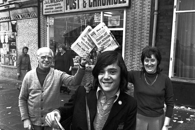 Newspaper delivery boy of the month at Wilson's newsagents in Wigan in 1974