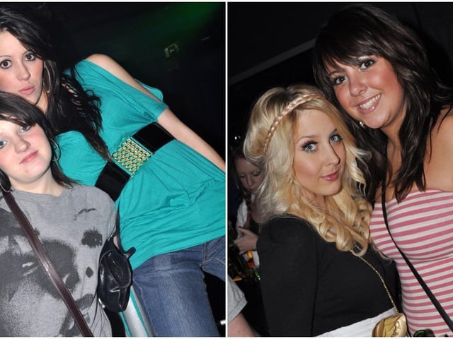 LEFT: Ashley and Nikki in Mansion, in 2009; RIGHT: Georgina and Stacy in Mansion, in 2009.