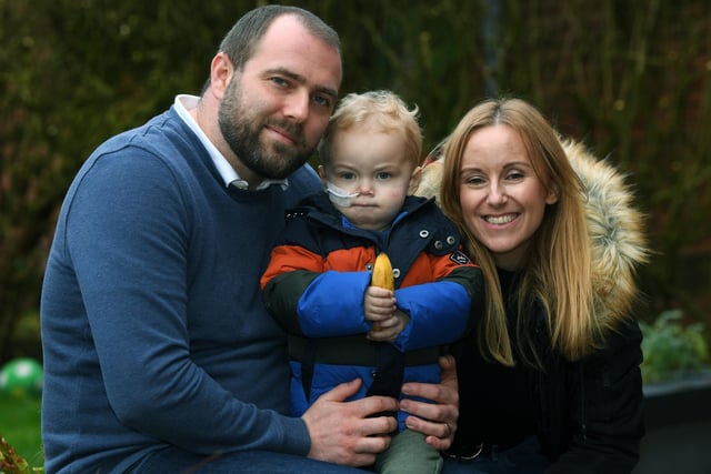 Chris and Lucy Kuc from Roundhay, with their son Max who was diagnosed with liver cancer Hepatoblastoma in September
Picture : Jonathan Gawthorpe