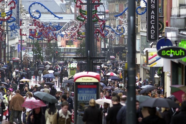 Shoppers hunt out bargains on Briggate during the sales at Christmas in 2002.