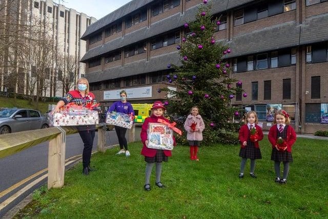 The kind-hearted six-year-old Leeds girl and her friends have helped deliver more than 30 Christmas gift filled hampers to Leeds Children's Hospital