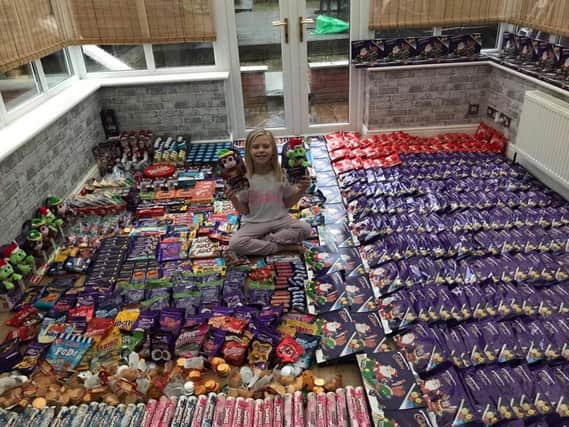 Generous chocolate donations filled the conservatory in Ruby's home.