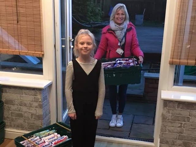North Yorkshire County Council children and family services receive their chocolate treats.