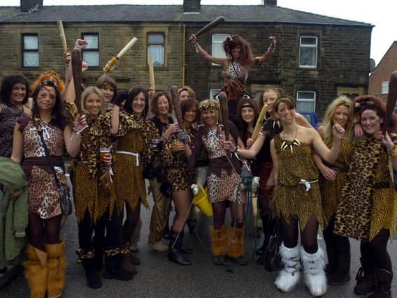 2007 The Cavewomen stomp to the next pub as the annual Boxing day Pram race in Longridge get's underway