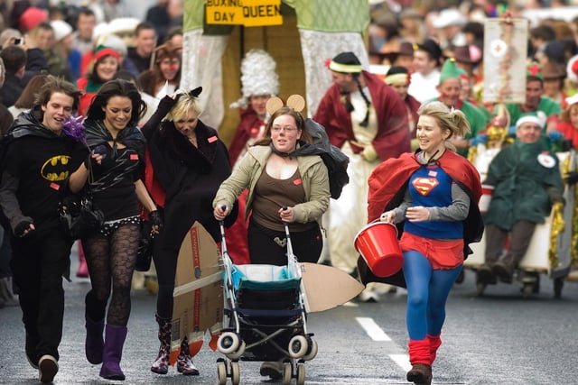 2009 Superheroes in the Boxing Day Pram Race in Longridge