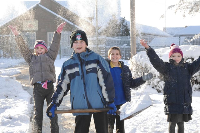 Pupils at Shevington Community Primary School which was able to open, despite the weather, after a team of volunteers responded to an appeal to clear snow from footpaths in 2010