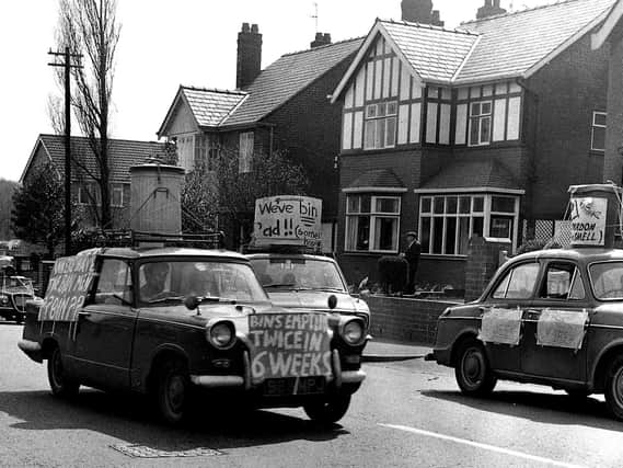 Residents protest at the lack of dustbin collections during 1970