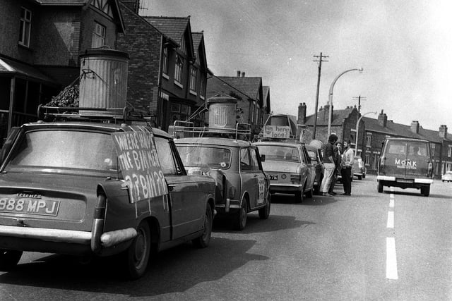 Residents protest at the lack of dustbin collections during 1970