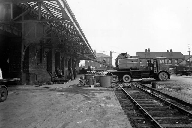 January 1950. Sewer work in progress in the London & North Eastern Goods and Coal Depot on South Accommodation Road.